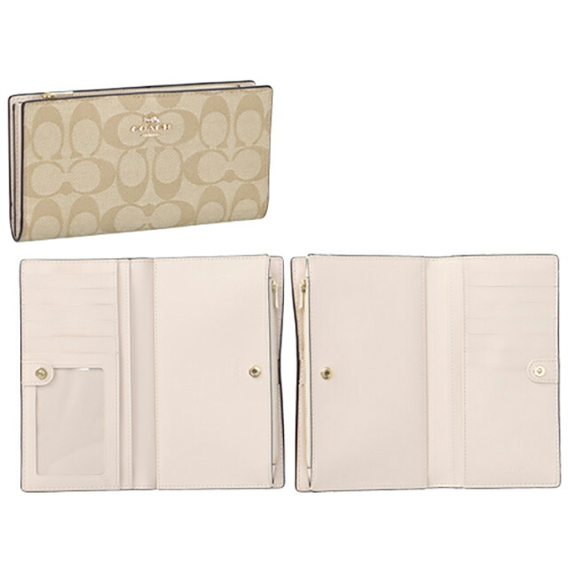 コーチ 長財布 メンズ レディース ブランド COACH シグネチャー C8714 IMDQC ライトベージュ ウォレット 高級 おしゃれ プレゼント 実用的