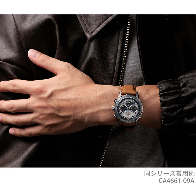 シチズン プロマスター SKYシリーズ ブルーインパルス エコドライブ 腕時計 ブランド メンズ 数量限定 クロノグラフ ソーラー CITIZEN PROMASTER CA4661-09A アナログ シルバー ブラウン おしゃれ 防水 文字盤 大きい プレゼント 男性 実用的