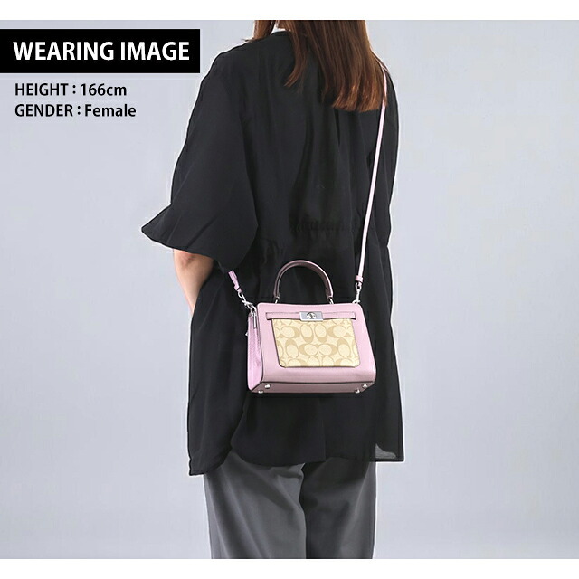 コーチ ハンドバッグ 2way ショルダーバッグ 斜めがけ レディース アウトレット ブランド COACH シグネチャー CC977 SVV7O ライトカーキ/ピンク 軽量 小さめ 手提げ 高級 おしゃれ プレゼント 女性 実用的 かわいい