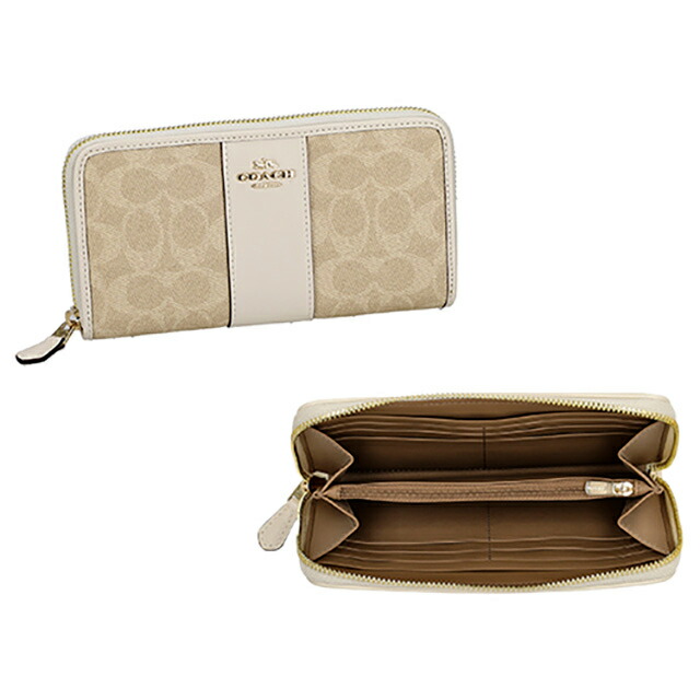 コーチ 長財布 レディース ブランド COACH CCQ07 IMXDM ライトベージュ/ホワイト ウォレット 高級 おしゃれ プレゼント 実用的