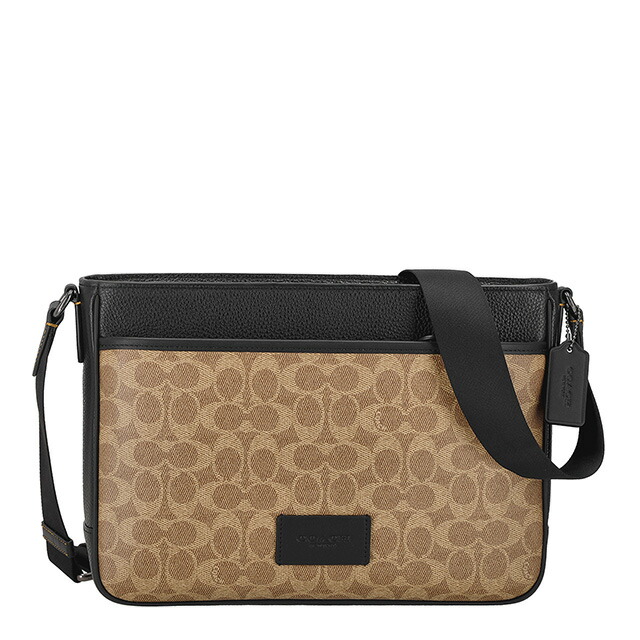 コーチ ショルダーバッグ メッセンジャーバッグ メンズ アウトレット ブランド COACH レザー CY824 QBNRX ライトブラウン/ブラック 斜めがけ 高級 おしゃれ プレゼント 男性 実用的 かっこいい