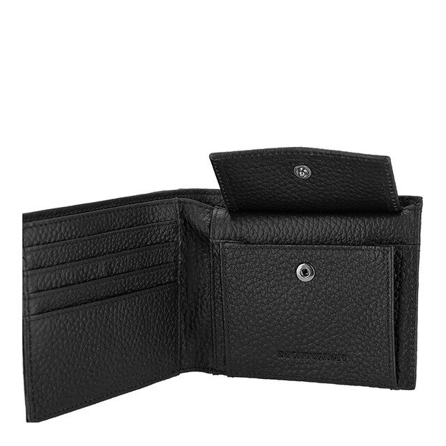 エンポリオ・アルマーニ 二つ折り財布 メンズ ブランド EMPORIO ARMANI レザー EM001741-AF14774 ブラック ウォレット 高級 おしゃれ プレゼント 実用的