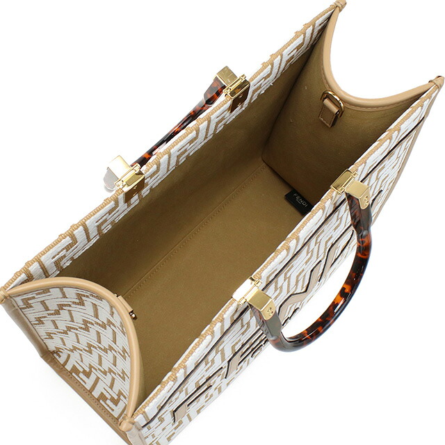 フェンディ トートバッグ レディース FENDI イタリア 8BH386 ブラウン系 ホワイト系 バッグ 軽量 手提げ ブランド 高級 おしゃれ プレゼント 女性 実用的 かわいい