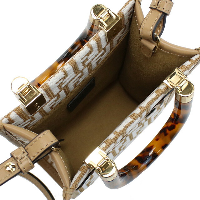 フェンディ トートバッグ レディース FENDI 8BS051 ブラウン系 ホワイト系 バッグ 軽量 手提げ ブランド 高級 おしゃれ プレゼント 女性 実用的 かわいい