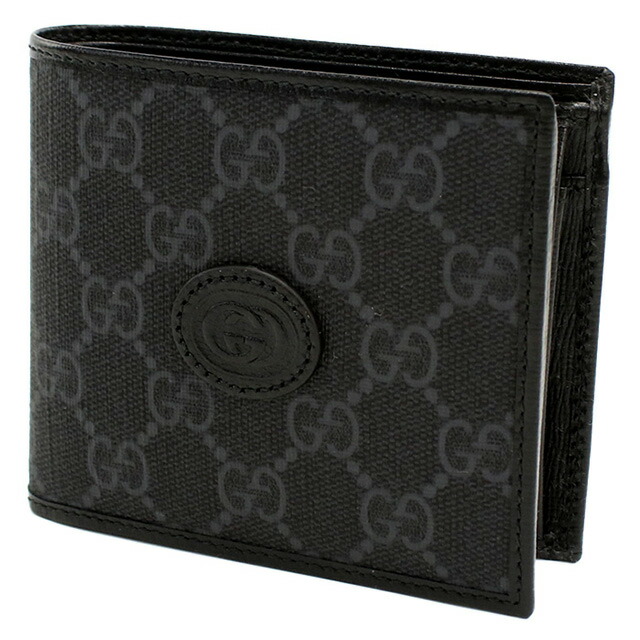 グッチ 二折財布小銭入付き メンズ ブランド GUCCI GG RETRO 673000 ブラック 財布
