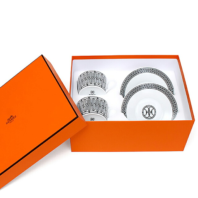 エルメス ティーカップ&ソーサー ブランド HERMES H Deco(アッシュデコ) ティーC-Sペア 37016 ホワイト