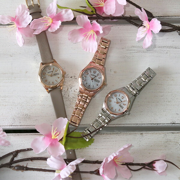 シチズン ウィッカ デイ＆デイト ソーラー レディース 腕時計 CITIZEN wicca KH3-525-90 ベージュ グレージュ ブランド おしゃれ 防水 軽い 華奢 かわいい プレゼント 女性 実用的