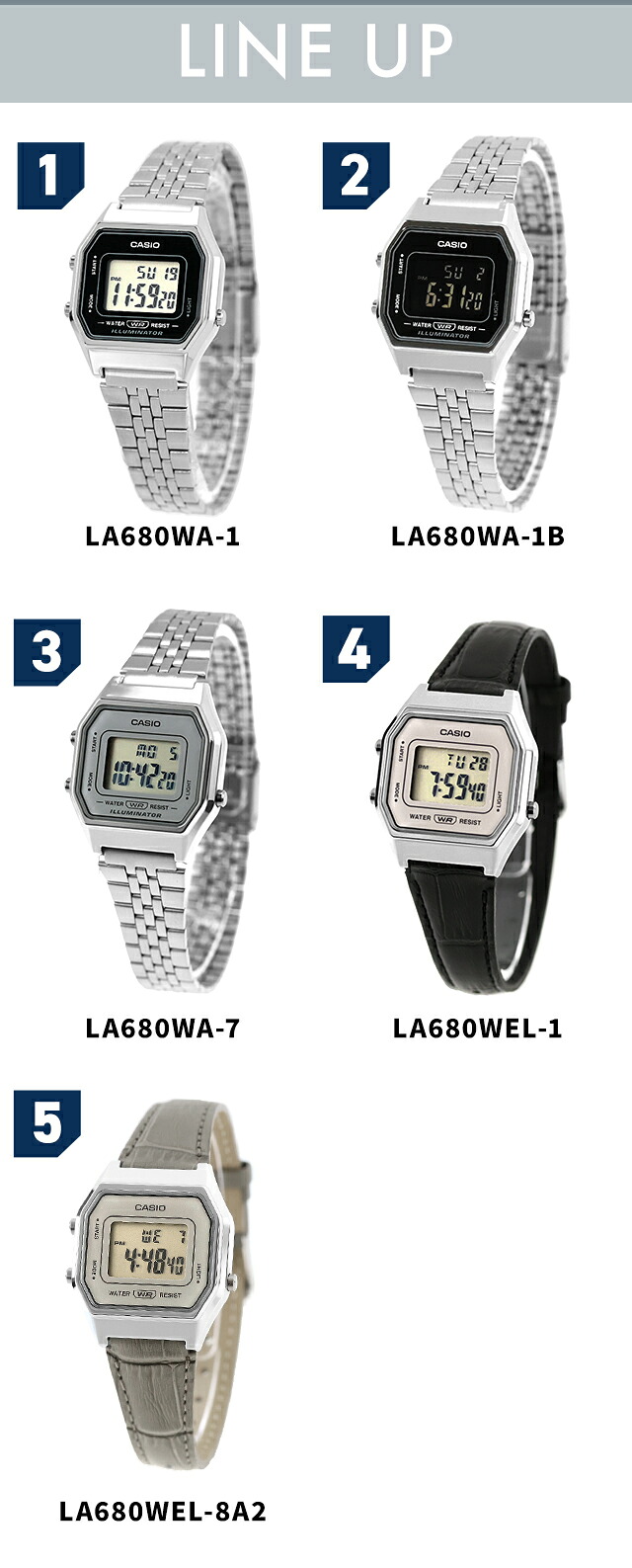 カシオ チープカシオ CASIO ヴィンテージ クォーツ 電池式 LA680W ユニセックス チプカシ メンズ レディース 腕時計 ブランド カシオ casio デジタル ブラック グレー 黒 選べるモデル おしゃれ 防水 かわいい プレゼント 実用的