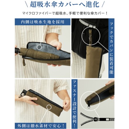 サッとたためる形状安定 超軽量 自動開閉雨傘 カーキ
