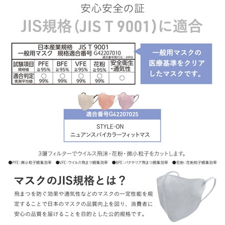 バイカラー マスク 30枚入 3箱セット アプリコット