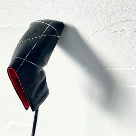 ラヘラ ゴルフ ランダムステッチ L-594 レザー ピン型 パターカバー ホワイト