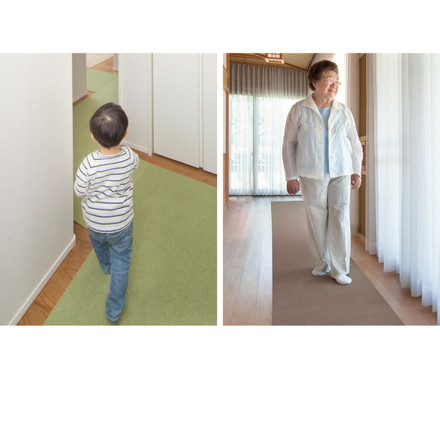 日本製 サンコー おくだけ吸着 ズレない 撥水 ロング マット 床暖房対応 洗える 洗濯可 滑り止め ロングマット 90×200cm 厚さ4mm ライトグレー