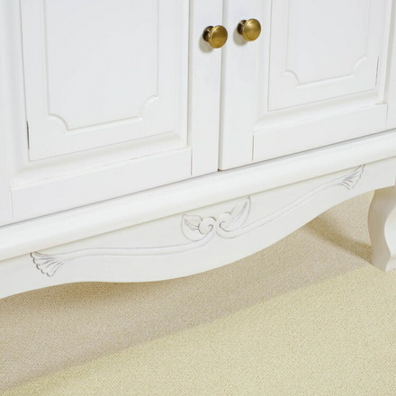 キャビネット 幅75cm マホガ二ー材 完成品 ホワイト 高級感 エレガント ホワイト ミニチェスト ローチェスト