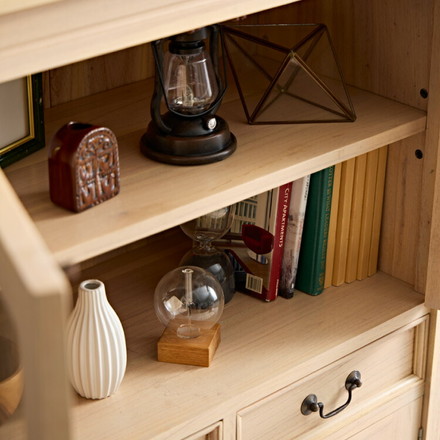 キャビネット 幅85cm 完成品 ハイキャビネット 木製 棚 収納 チェスト リビングボード ナチュラル ミンディ