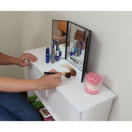 天然木ジャバラ扉のコンソールテーブル ホワイト 天然木 コンソールテーブル 玄関 廊下