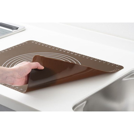 ヨシカワ シリコンマット SJ1455 ホームベーカリー倶楽部 50×40×0.1cm ブラウン たためて便利 パン作り こね台 パスタ 生地作り ピザ 麺 お菓子作り 製菓 シリコンシート
