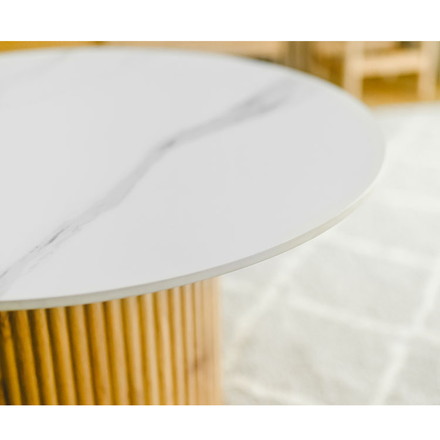 センターテーブル 円形 80cm セラミック天板 北欧 白 ホワイト ナチュラル