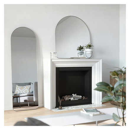 アンブラ 鏡 ベッドルーム フーバ アーチド ミラー 86x91cm チタニウム インテリア 雑貨 玄関 寝室