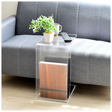 日本製 2way アクリルテーブル コの字型 完成品 10mm厚アクリル使用 透明 クリア