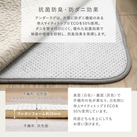 アンダーラグ マット 単品 約170×170cm グレー 下敷き用ラグ ラグ下用 ホットカーペット対応 床暖房対応 防音 防ダニ 抗菌