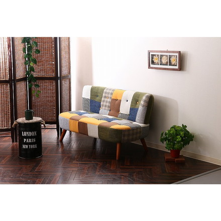 ソファ2p パッチワーク W1230×D670×H680mm 360mm ポリエステル100% おしゃれ