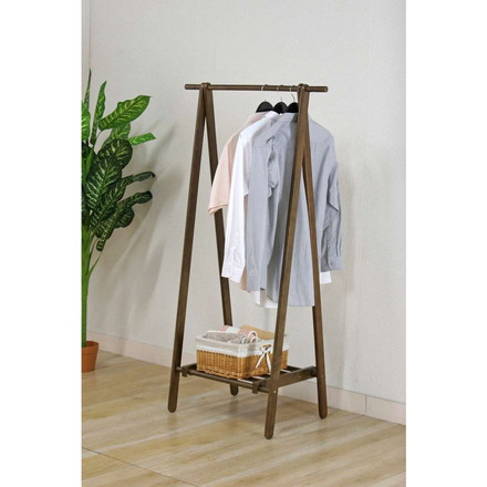 木製ハンガー 6110-6-80(KI)BR ハンガーラック キャスター付き サイドフック 折りたたみ コンパクト