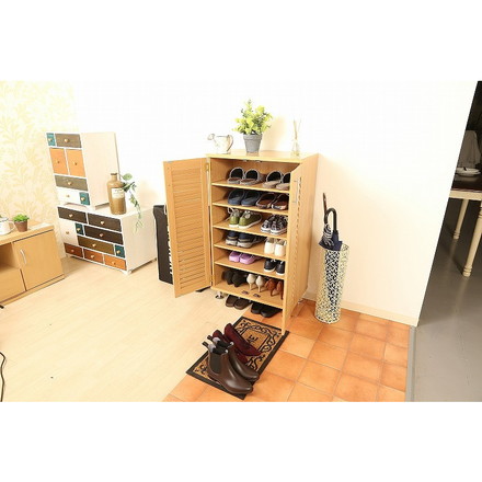ルーバーシューズボックス W600×D330×H1010mm ナチュラル
