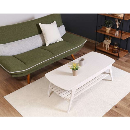 引出し付きセンターテーブル WH ローテーブル 引き出し 棚付き センターテーブル リビング