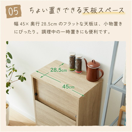 ゴミ箱 扉付き プッシュ式 45L ダストボックス キャスター付き 木目調 ナチュラル リビング キッチン ごみ箱 ラック 大容量 収納 スタイリッシュ 北欧風 ホワイト