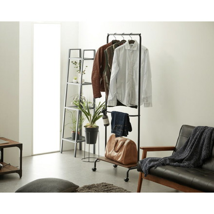 ハンガーラック スリム 2段 頑丈 幅60 省スペース コートハンガー ハンガーポール ワードローブ 棚付き