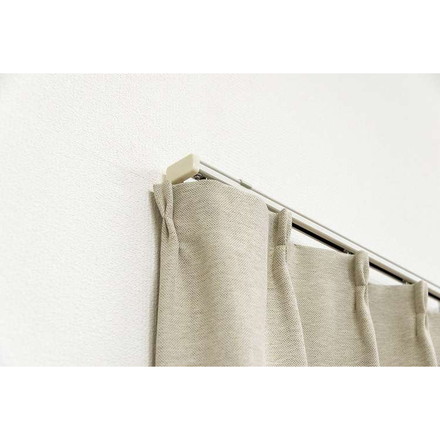 角型 カーテンレール 伸縮タイプ サイドユニット付き 2.1~4.0m シングル ブラウンウッド