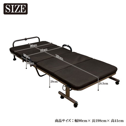 折りたたみベッド シングル コンパクト 省スペース メッシュ生地 通気性 パイプベッド ストッパー付き スチール