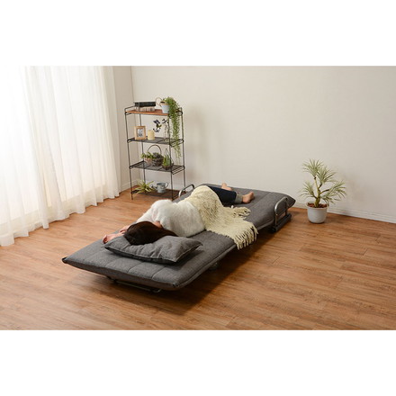 ソファベッド キャスター付き 折りたたみ 3WAY 14段階リクライニング 折りたたみベッド カウチソファ ブラウン