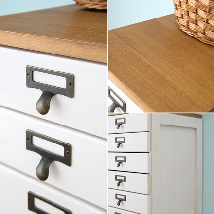 書類チェスト 5段 A4収納 多段チェスト 天然木 書類収納 取っ手付き アンティーク カントリー調 キッチン 書斎 ブラウン