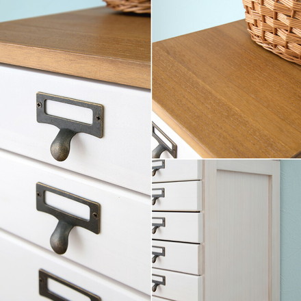 書類チェスト 9段 A4収納 多段チェスト 天然木 書類収納 取っ手付き アンティーク カントリー調 キッチン 書斎 ブラウン