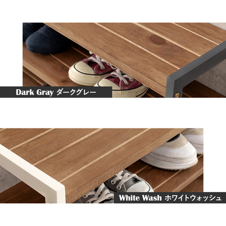 天然木 シューズラック 5段 幅45cm サンダルからブーツまで 可動棚 オープンラック 棚 収納 靴箱 ダークグレー