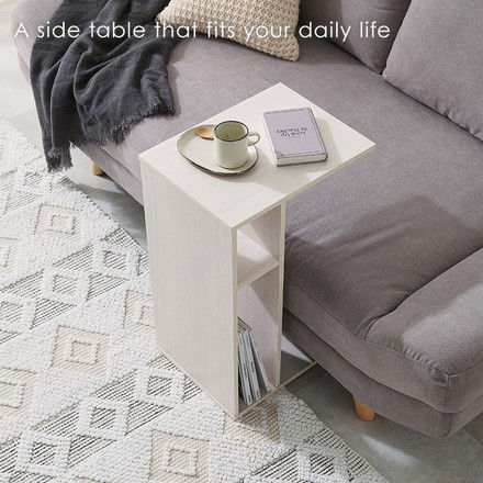 2WAY 棚付き サイドテーブル ローテーブル コの字 ラック センターテーブル ソファサイド ベッドサイド 棚 ブラウン