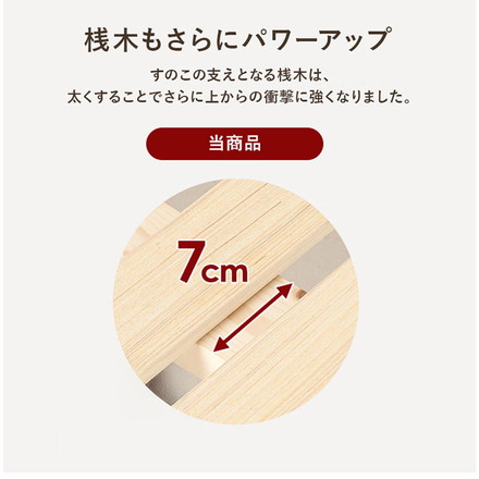耐荷重350kg 頑丈すのこベッド セミシングル 敷布団・マットレス対応 高さ調整 3段階 ベッドフレーム 天然木 ナチュラル