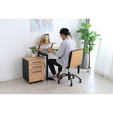 デスクワゴン 幅40cm 木製 コンパクト ナチュラル 木目 スチール 収納ワゴン シンプル ハウタ