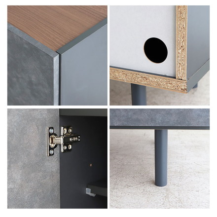 キャビネット 幅90cm 日本製 完成品 サイドボード チェスト リビングボード 脚付き コンクリート調 引き出し収納