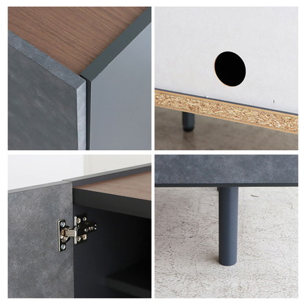 キャビネット 幅120cm 日本製 完成品 サイドボード チェスト リビングボード 脚付き コンクリート調