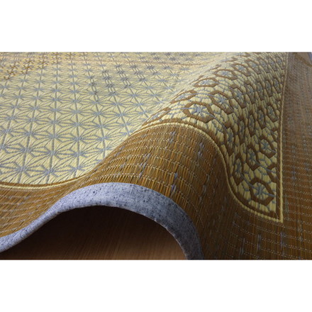 い草ラグ 花ござ カーペット ラグ 6畳 国産 DX組子 グレー 江戸間6畳 約261×352cm 裏:不織布