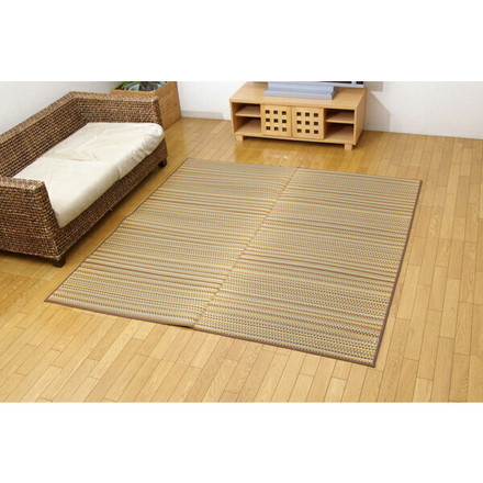 純国産 い草ラグカーペット 『Fバリアス』 ブラウン 約191×191cm(裏:ウレタン)