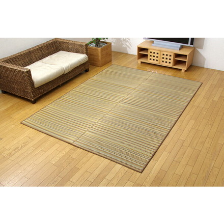 純国産 い草ラグカーペット 『Fバリアス』 ブラウン 約191×250cm(裏:ウレタン)