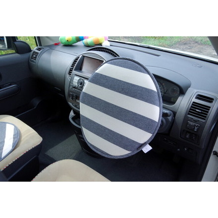 ハンドルカバー クッション ベーシック ボーダー 綿100% インド綿 ロカ ハンドルカバー ベージュ