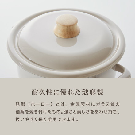 富士ホーロー コットンプラス 両手鍋 キャセロール 20cm フタ付き ガス火・IH対応 鍋 ホーロー鍋 琺瑯 パープル