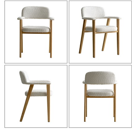 ダイニングチェア 2脚 2脚セット ブークレ生地 ブークレ 天然木 チェア 椅子 イス いす シンプル　ブラウン