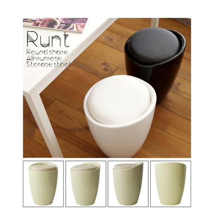 収納スツール Runt(ルント) 持ち手付き 丸 スツール フタ付き 収納ボックス スツール ブラック