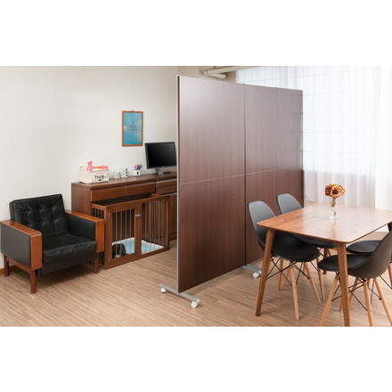 パーテーション 幅90 ダークブラウン マガジンラックタイプ キャスター キャスター付き マガジンラック 雑誌 薄型