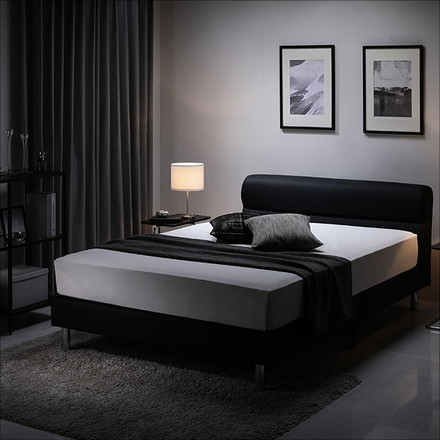 ベッド ローベッド ダブル 2層ポケットコイルマットレス付き 厚み21cm グレージュ 脚付き